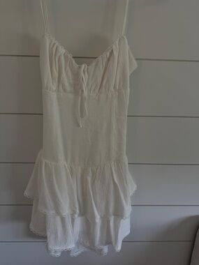 American Threads White Tiered Spaghetti Strap Summer Dress